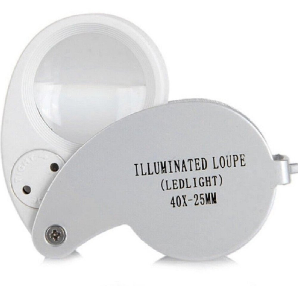 40X25 Magnify Loupe Jewelry Eye Glass Magnifier LED Light Jewelers Loop Pocket